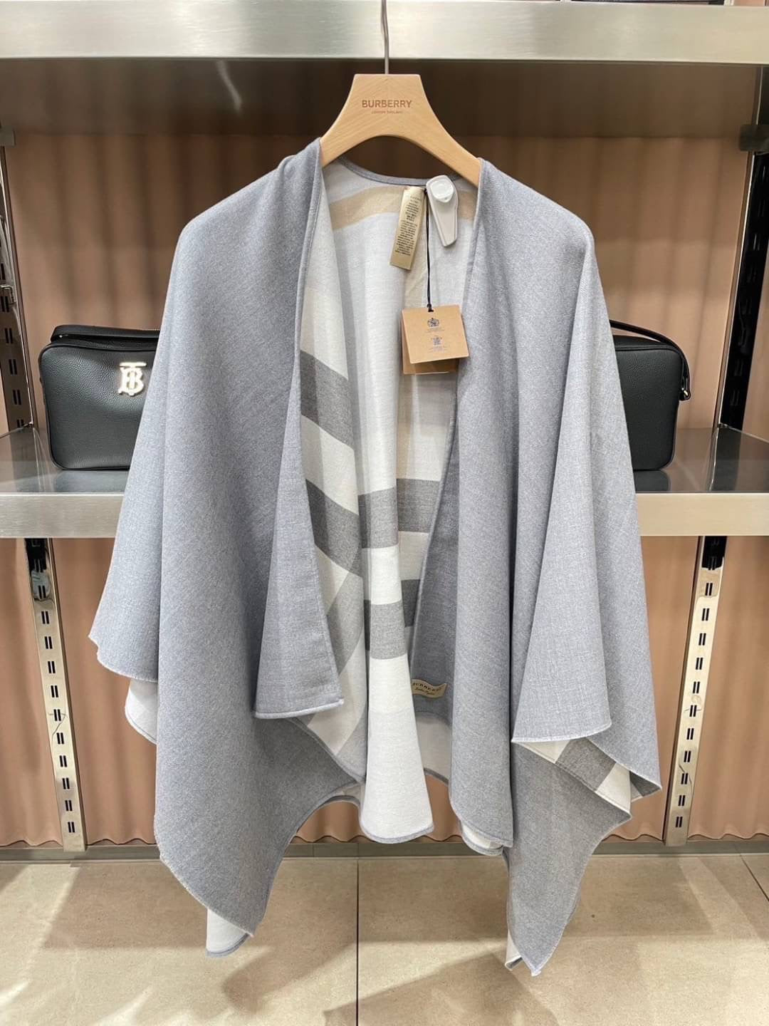 Beige Checker wool shawl