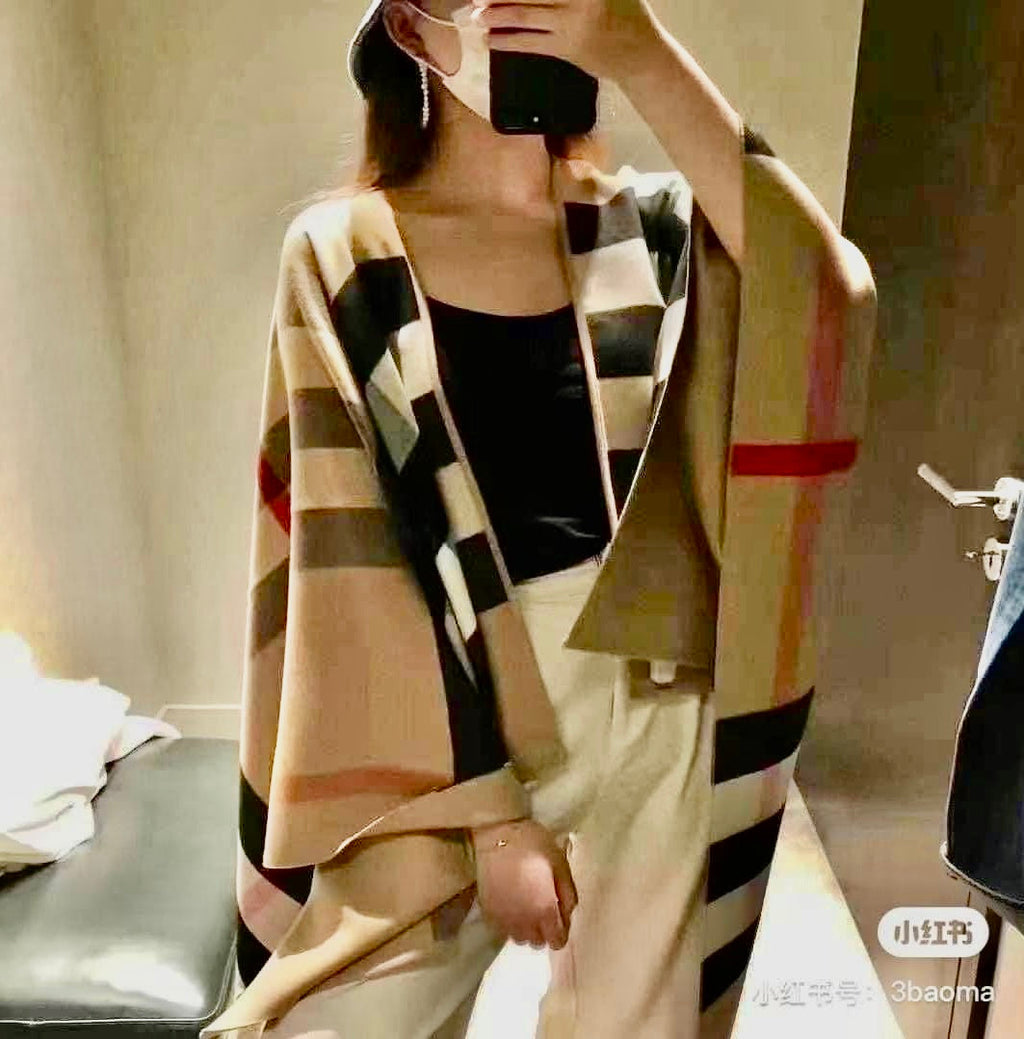 Beige Checker wool shawl