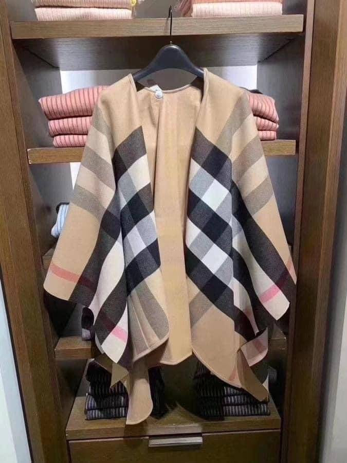 Beige Checker wool shawl
