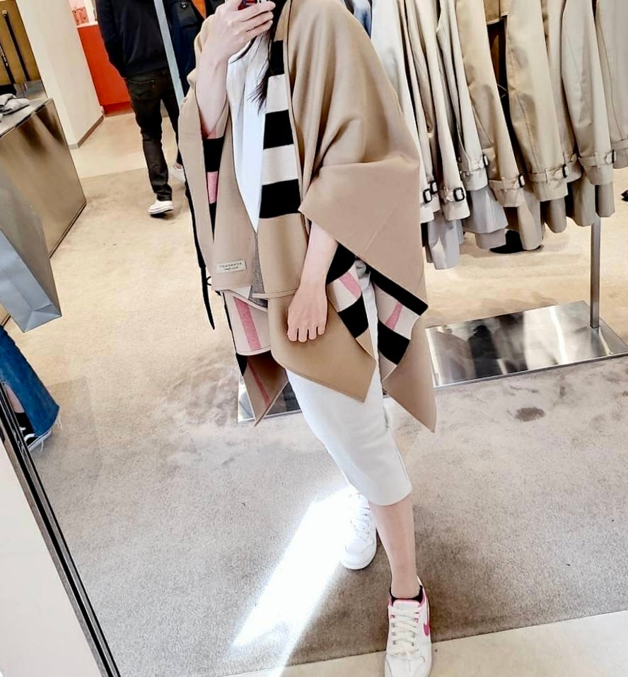 Beige Checker wool shawl